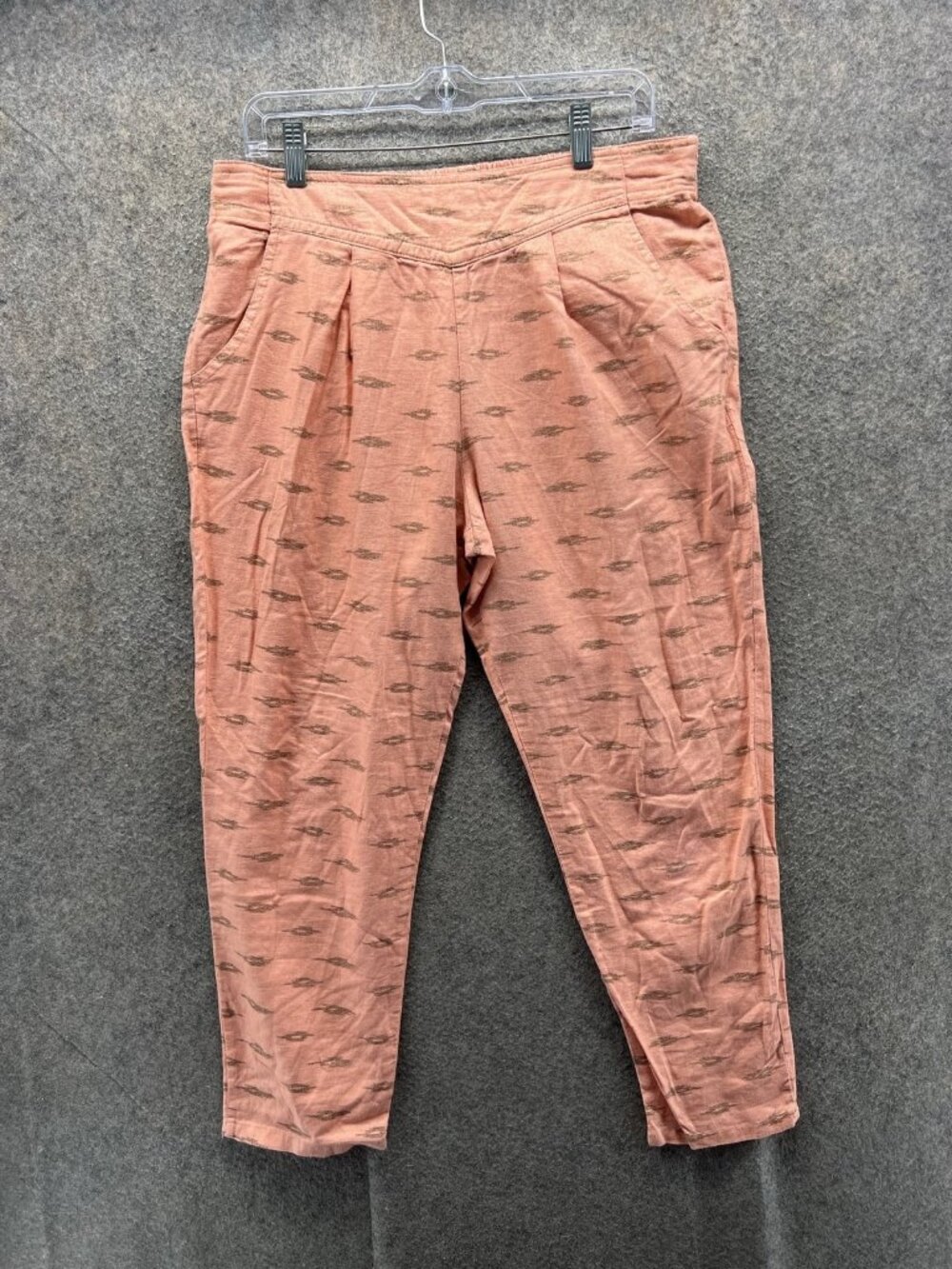 Free People Pants Womens Medium Pink Linen Jogger Tapered Pockets Lightweight